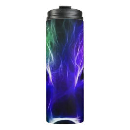 Garrafa Térmica Arte de Galáxia do Lobo Neon Colorido Design Místi