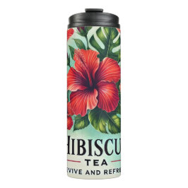 Garrafa Térmica Arte de Hibiscus Tea Design AI