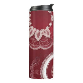 Garrafa Térmica Arte de IA floral vermelho escuro