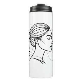Garrafa Térmica Arte de Linha de Mulher Elegante