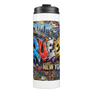 Garrafa Térmica Arte de Parede com Grafite de Queens Nova York