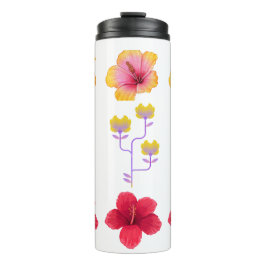 Garrafa Térmica Arte de Pixel Vibrante Flores Tropicais