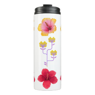 Garrafa Térmica Arte de Pixel Vibrante Flores Tropicais