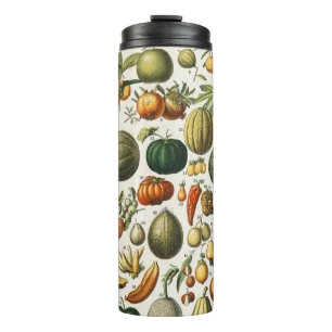 Garrafa Térmica Arte de Poster de Frutas Botânicas Francesas Vinta