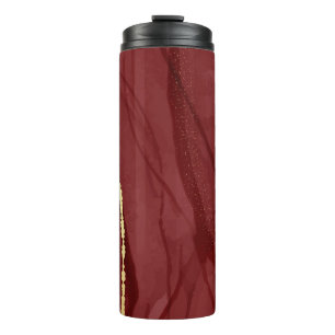 Garrafa Térmica Arte de resina, fundo abstrato de marsala vermelho