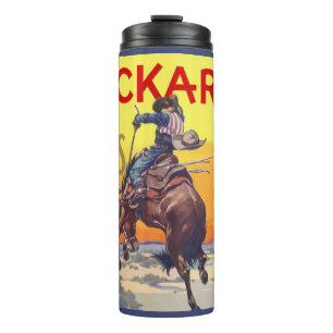 Garrafa Térmica Arte de rótulo de caixa de frutas vintage, maçãs B