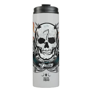 Garrafa Térmica Arte do tatuagem do crânio & das chamas do pelotão