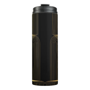 Garrafa Térmica Arte Dourada, preta, elegante, legal, única linha