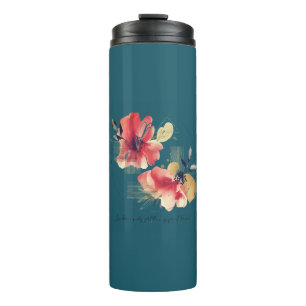 Garrafa Térmica Arte Floral Abstrata Elegante com Acentos Dourados