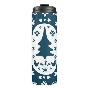 Garrafa Térmica Arte Folclórica de Natal: Dodle Escandinava.