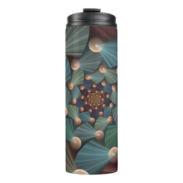 Garrafa Térmica Arte Fractal abstrato com Azul De Chapa Marrom Pro (Frente)