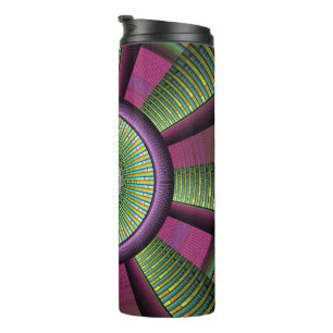 Garrafa Térmica Arte Fractal Decorativa Moderna Arredondada E Colo