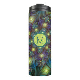 Garrafa Térmica Arte Fractal Roxa Roxa Abstrato brilhante iluminad