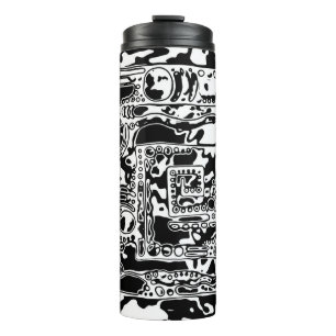 Garrafa Térmica Arte Geométrica Preto e Branco 25