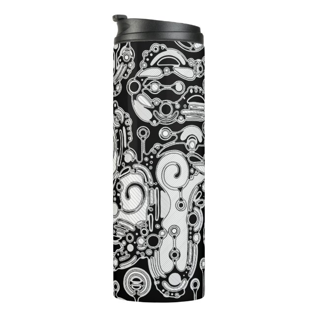 Garrafa Térmica Arte Geométrica Preto e Branco 3 (Rotação à direita)