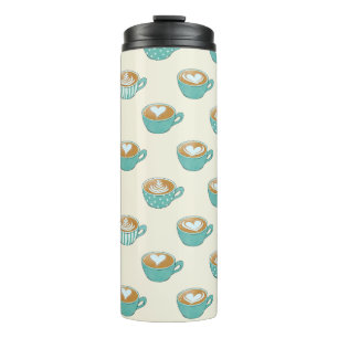 Garrafa Térmica Arte latina em canecas de café azul