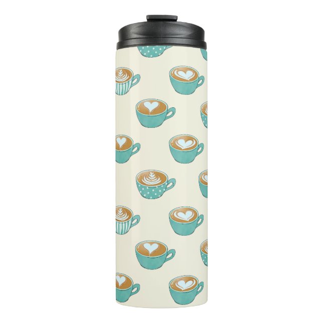 Garrafa Térmica Arte latina em canecas de café azul (Frente)