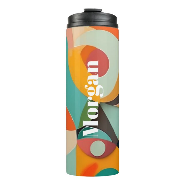 Garrafa Térmica Arte Moderna do meio século, Nome Vertical, Geomét (Frente)