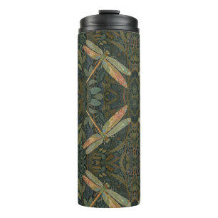Garrafa Térmica Arte nova vintage libélula verde dourada
