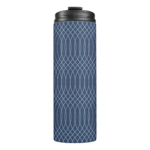 Garrafa Térmica Arte ondulada azul, decorativa, simples, moderna,