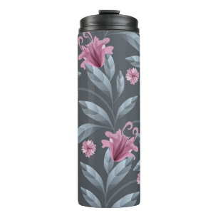 Garrafa Térmica Arte, padrão de colheita floral. Maroon transl