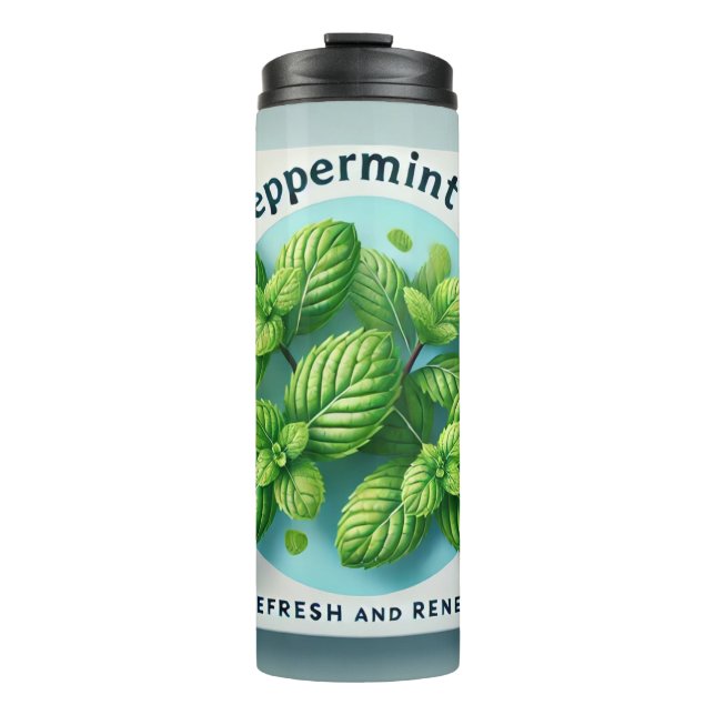 Garrafa Térmica Arte Peppermint Tea Design AI (Frente)