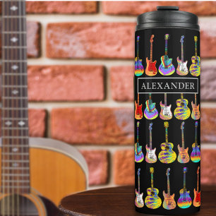 Garrafa Térmica Arte Personalizada de Pop Psychedélico de Guitarra