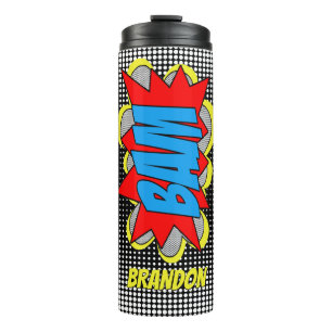 Garrafa Térmica Arte Pop de Quadrinhos Personalizados Divertidos E