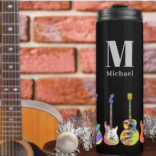 Garrafa Térmica Arte Pop Personalizada de Guitarra de Natal Psicod