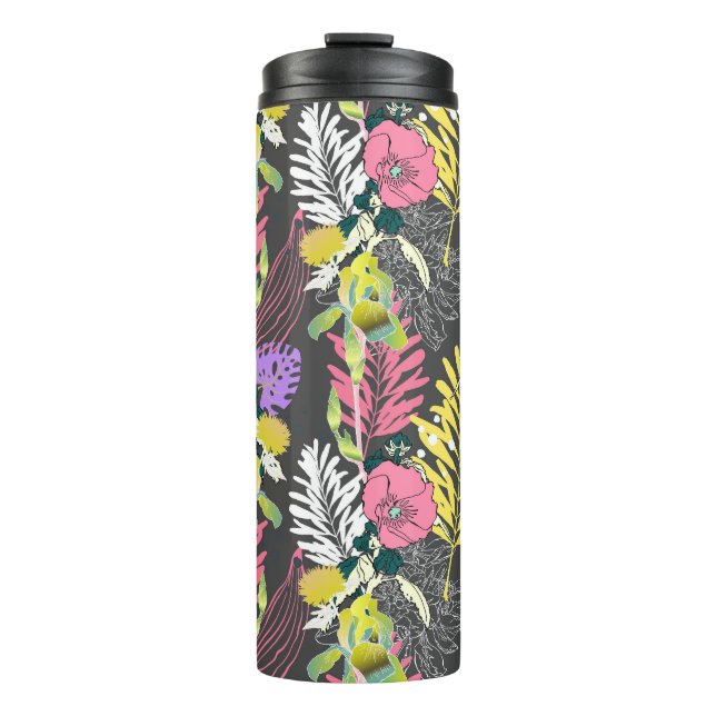 Garrafa Térmica Arte Tropical Flor: Padrão Original. (Frente)