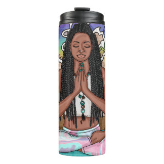 Garrafa Térmica Arte Urbana | Mulher Bonito que faz meditação
