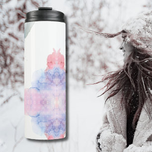 Garrafa Térmica Artista Azul e Cor de Água Rosa
