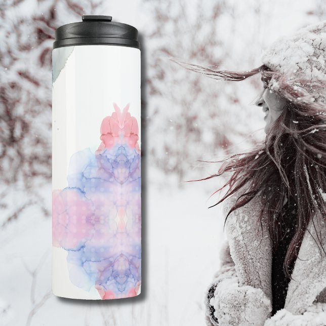 Garrafa Térmica Artista Azul e Cor de Água Rosa (Criador carregado)