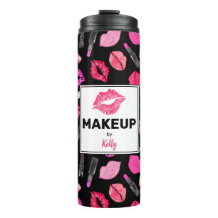 Garrafa Térmica Artista De Maquiagem De Lipstick De Aquarela Perso