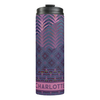 Garrafa Térmica Artsy Infinity Star Azul-Marinho e Rosa Personaliz