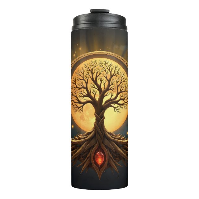 Garrafa Térmica Árvore da Vida – Iluminação ao Luar (Frente)