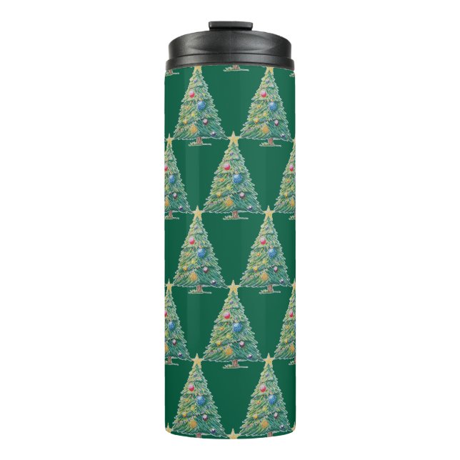 Garrafa Térmica Árvore de Natal Colorida (Frente)