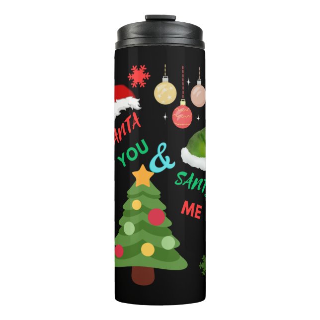 Garrafa Térmica Árvore de Natal com chapéu de Papai Noel (Frente)