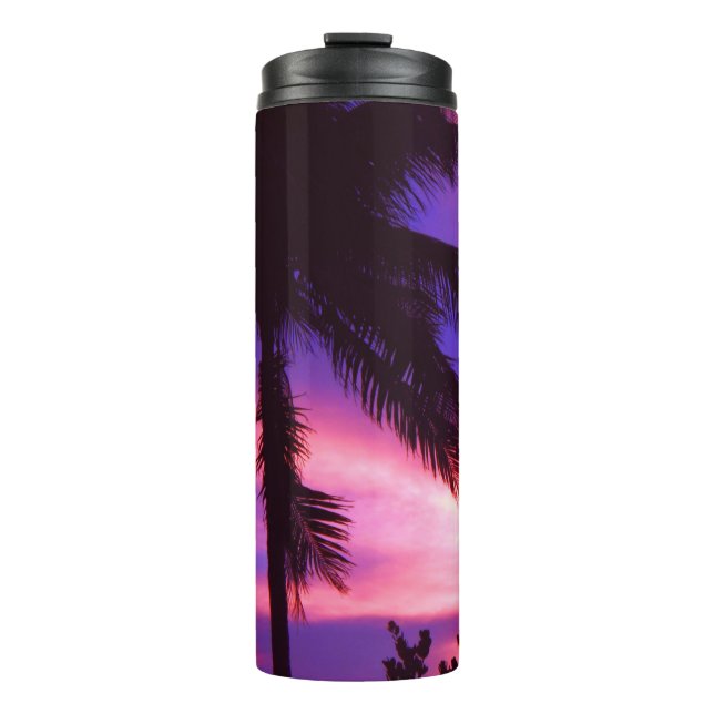 Garrafa Térmica Árvore de Palma Sunset Rosa e Roxo (Frente)