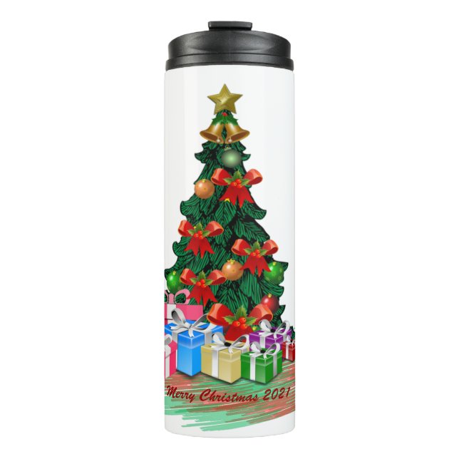 Garrafa Térmica Árvore Natal Tumbler (Frente)