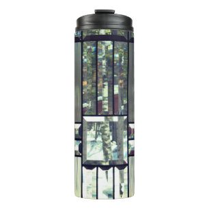 Garrafa Térmica árvore-pássaro-prateada-esmaltada