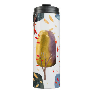 Garrafa Térmica Árvores do outono: Cores d'água pintadas à mão