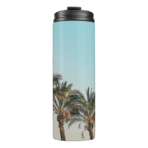 GARRAFA TÉRMICA ÁRVORES VERDE PALM SOB PELE AZUL