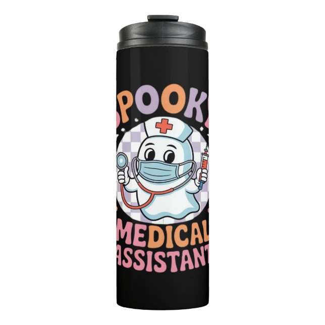 Garrafa Térmica Assistente Médico Spooky, Cute Halloween Essencial (Frente)