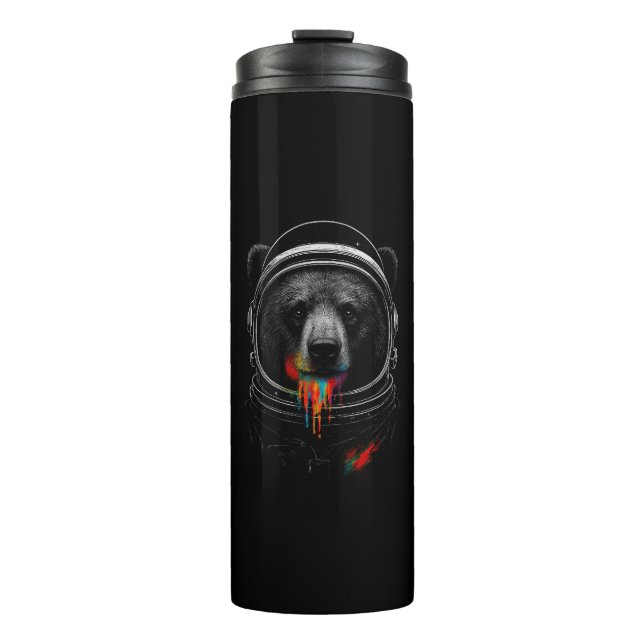 Garrafa Térmica Astronaut Bear with Neon Paint Drips Cosmic Animal (Frente)