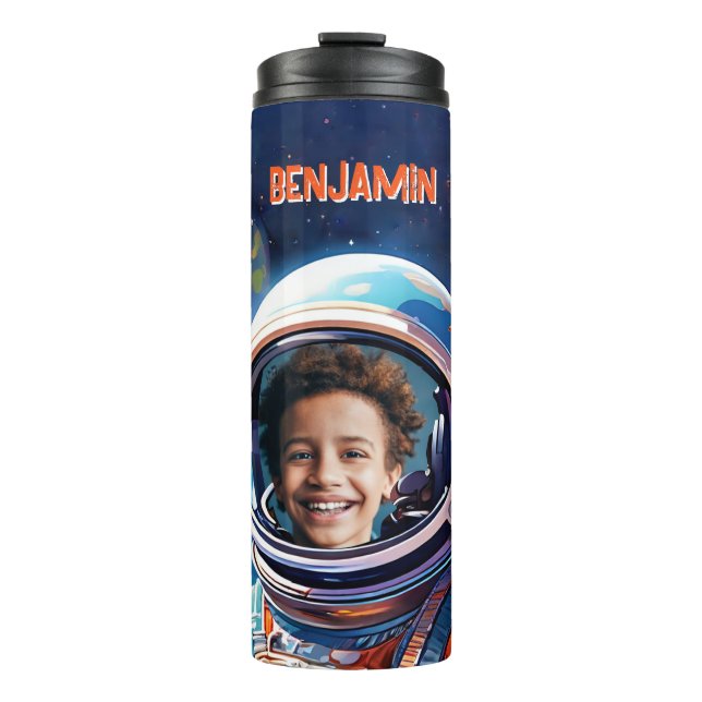 Garrafa Térmica Astronaut Deep Space Sky Planets Photo Kids Gift  (Frente)