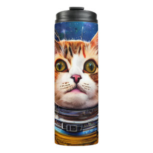Garrafa Térmica Astronauta de Gato Espacial Engraçado