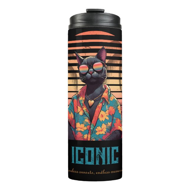 Garrafa Térmica Atitude tropical de gato do eterno (Frente)