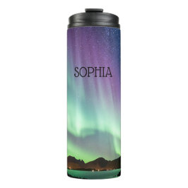 Garrafa Térmica Aurora borealis luzes personalizadas com seu nome