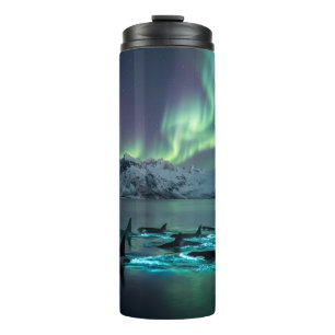 Garrafa Térmica Aurora Orcas Noite Ártica Térmica Tumble Completa